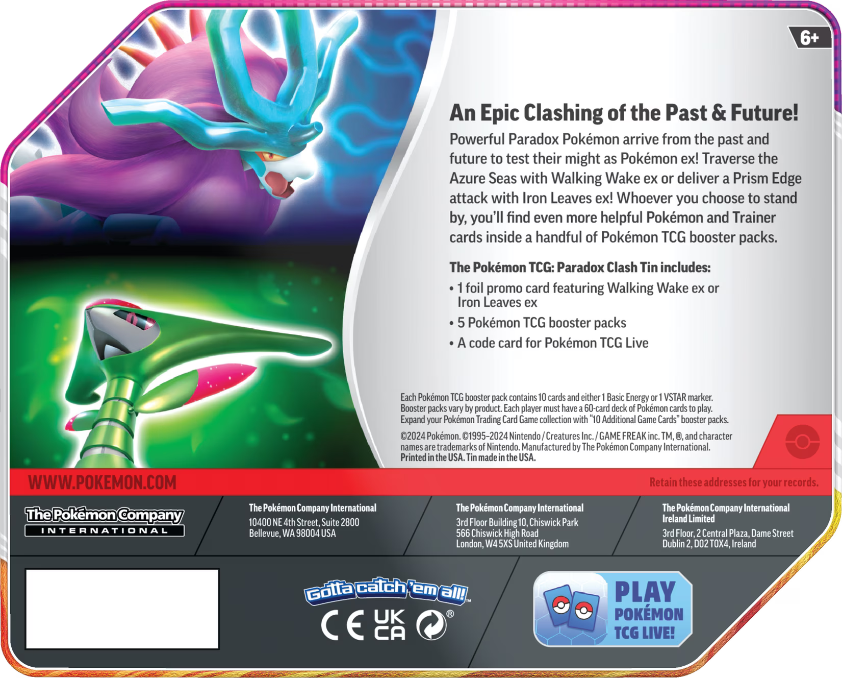 Pokemon Trading Card Game: Paradox Clash Tin (Styles May Vary)